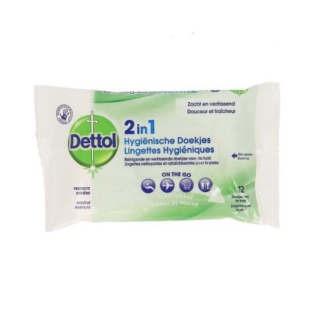 DETTOL LINGETTES 2 EN 1 MULTI-USAGES 12 PIECES